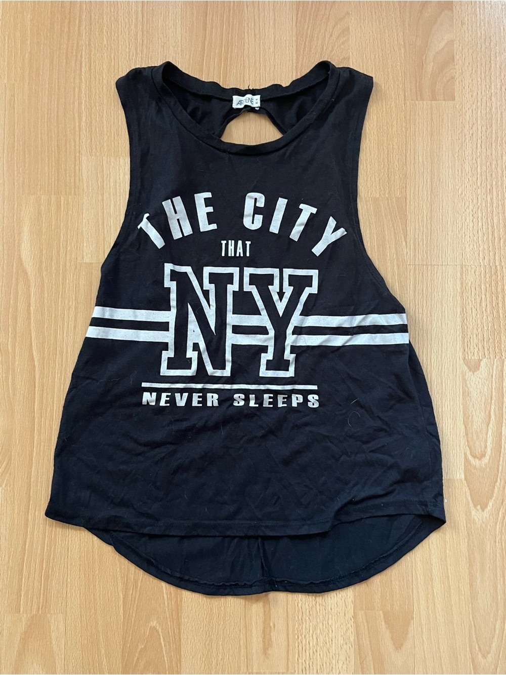 Ardene Black Muscle Tee with White NY Graphic